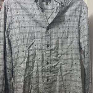 Express Men's Black and White Checkered Shirt